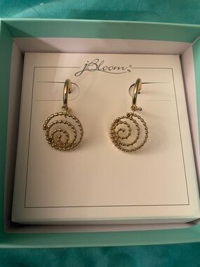 JBloom Gold Spiral Beaded Drop Earrings
